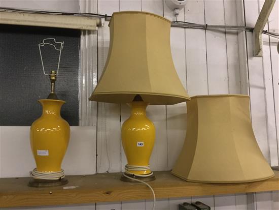 Pair yellow ground lamps